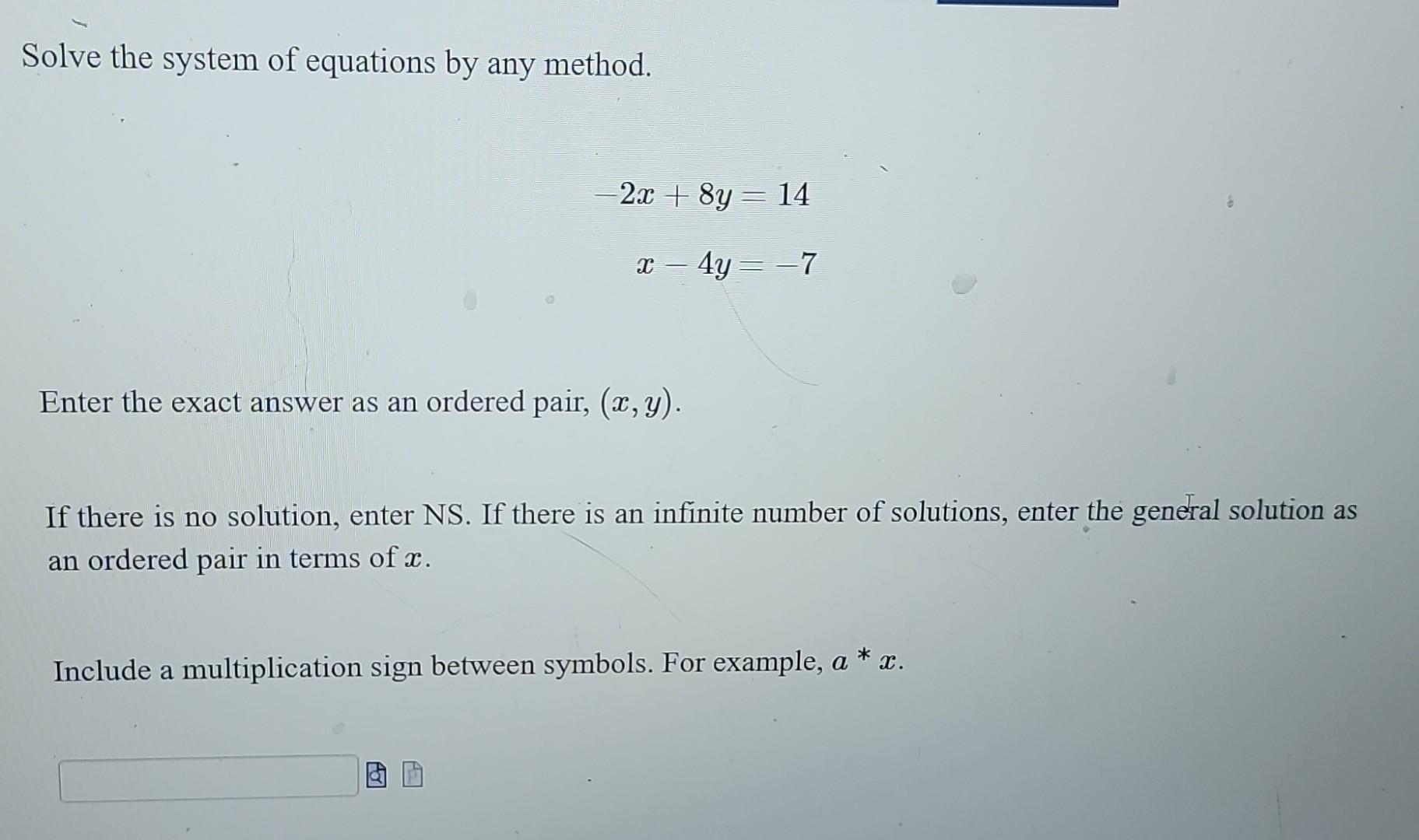 Solved Solve the system of equations by any method. | Chegg.com