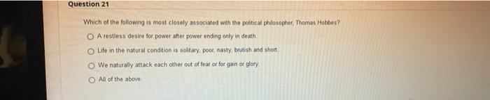 Question 21 Which of the following is most closely | Chegg.com