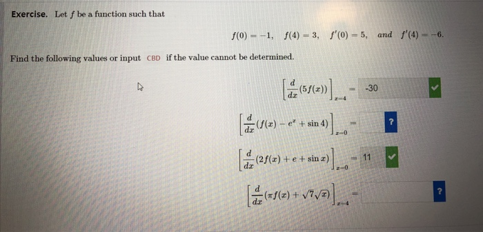 Solved Exercise. Let f be a function such that f(0)-1, f(4) | Chegg.com