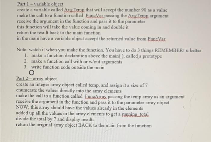 Solved Part 1 - variable object create a variable called | Chegg.com