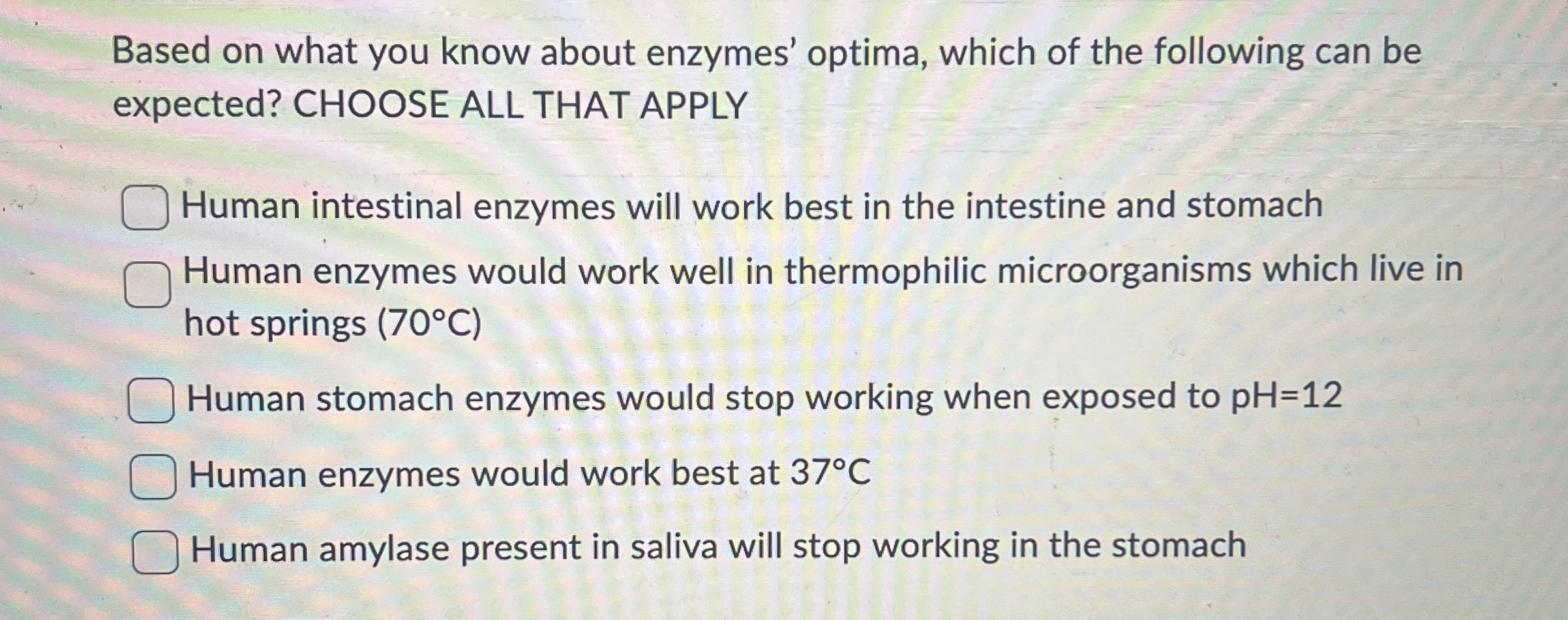 Solved Based on what you know about enzymes' optima, which