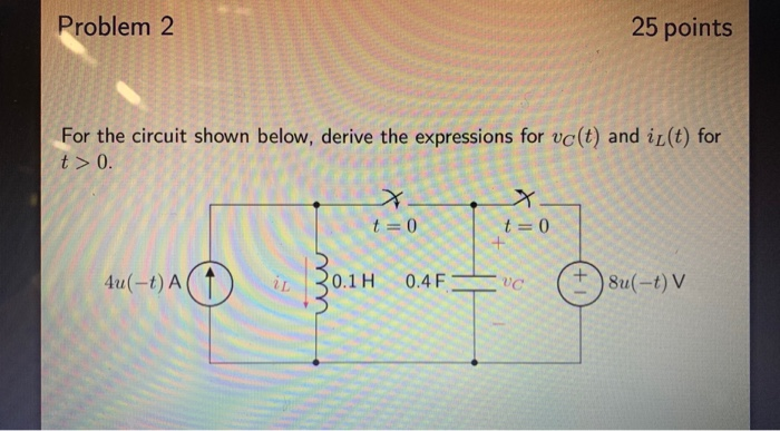 Solved Problem 2 25 points For the circuit shown below, | Chegg.com