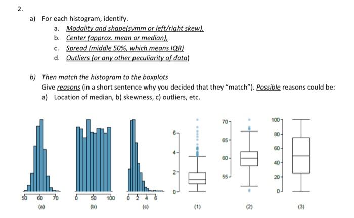 Solved a) For each histogram, identify. a. Modality and | Chegg.com