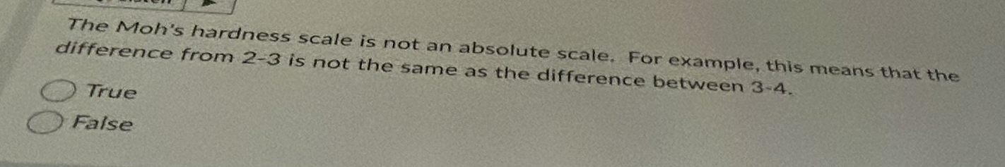 Solved The Moh's hardness scale is not an absolute scale. | Chegg.com