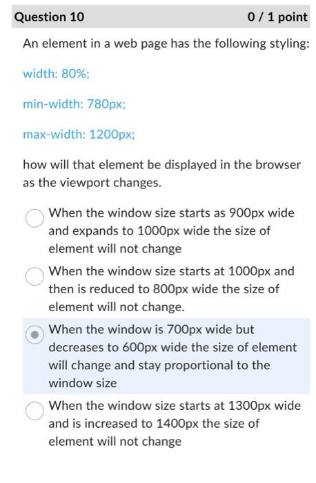 Solved Question 10 0/1 point An element in a web page has | Chegg.com