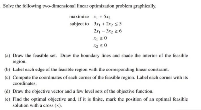 Solved Solve the following two-dimensional linear | Chegg.com