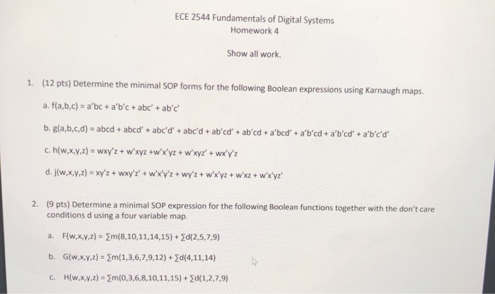 Solved Ece 2544 Fundamentals Of Digital Systems Homework Chegg Com