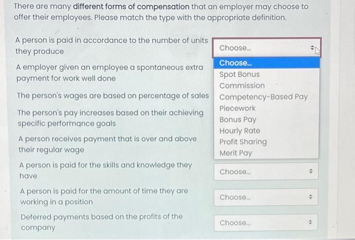 Solved There are many different forms of compensation that | Chegg.com