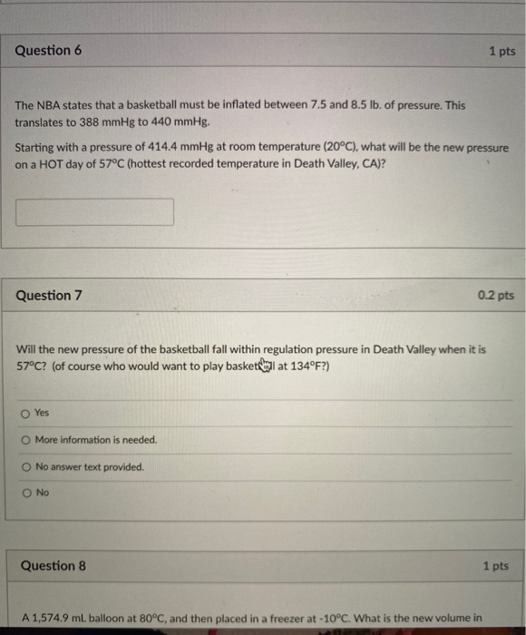 Solved Question 6 1 Pts The Nba States That A Basketball Chegg Com