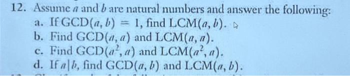 Solved 12. Assume A And B Are Natural Numbers And Answer The | Chegg.com