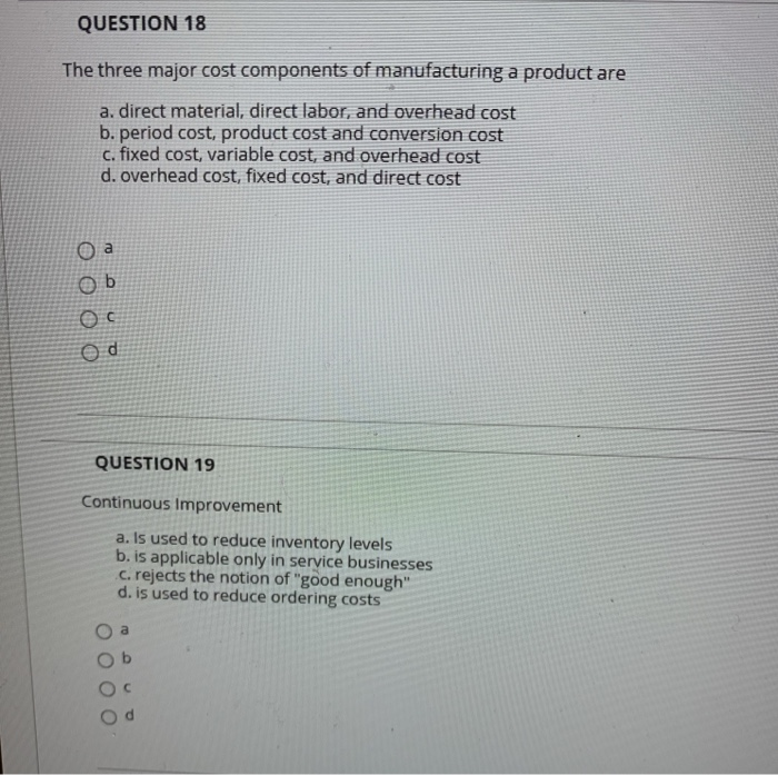 Solved QUESTION 1 Managerial Accounting Looks At Three Broad | Chegg.com