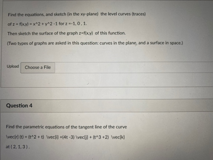 Solved Find The Equations And Sketch In The Xy Plane T Chegg Com