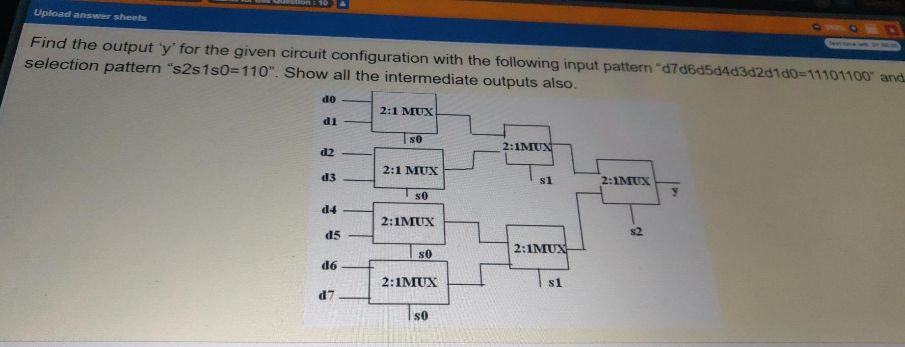 Solved on : 10 Upload answer sheets Find the output 'y' for | Chegg.com