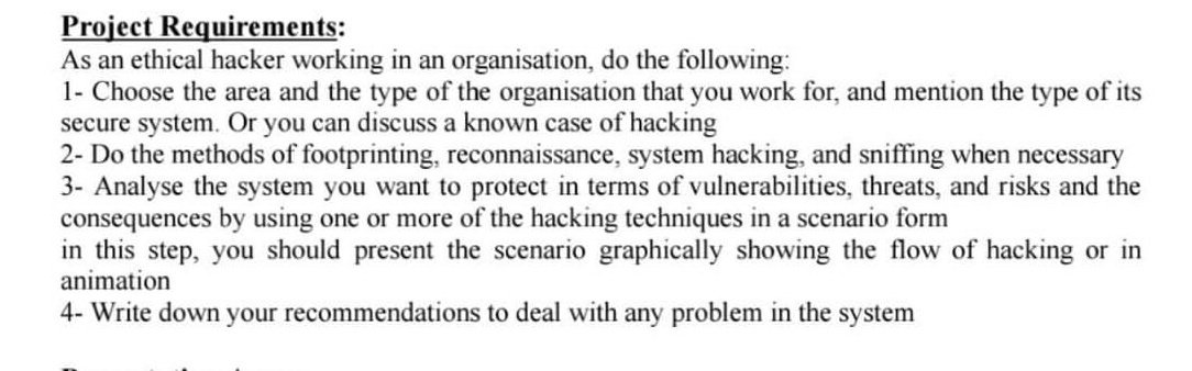Solved Project Requirements:As an ethical hacker working in | Chegg.com image.