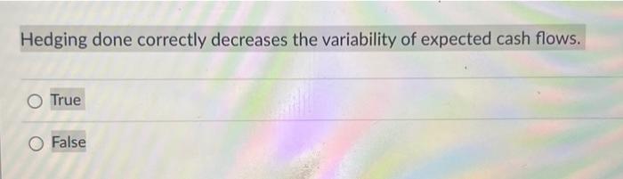 Solved Hedging done correctly will increase expected cash | Chegg.com