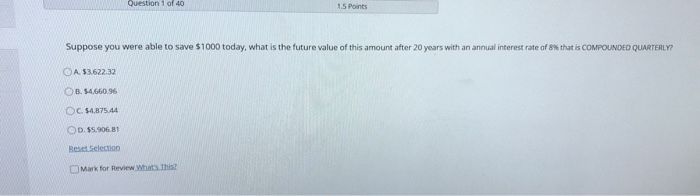 Solved Question 1 of 40 1,5 Points Suppose you were able to | Chegg.com