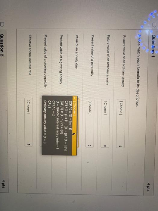 Solved Question 1 4 pts Please match each formula to its | Chegg.com
