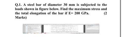 Q.1. A steel bar of diameter 30 mm is subjected to | Chegg.com