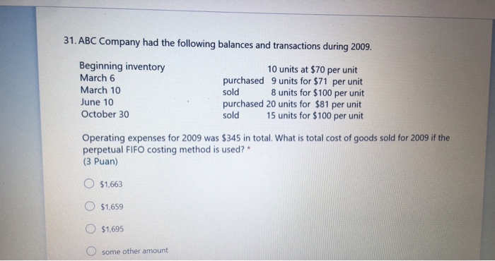 Solved 31. ABC Company Had The Following Balances And | Chegg.com