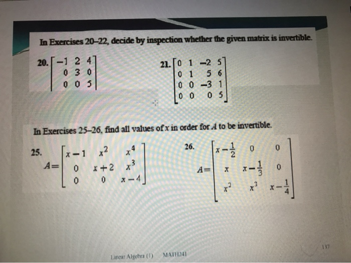 Solved In Exercises 20-22, decide by inspection whether the | Chegg.com