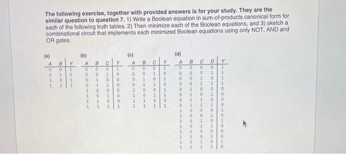 Solved 7. 1) Write a Boolean equation in sum-of-products | Chegg.com