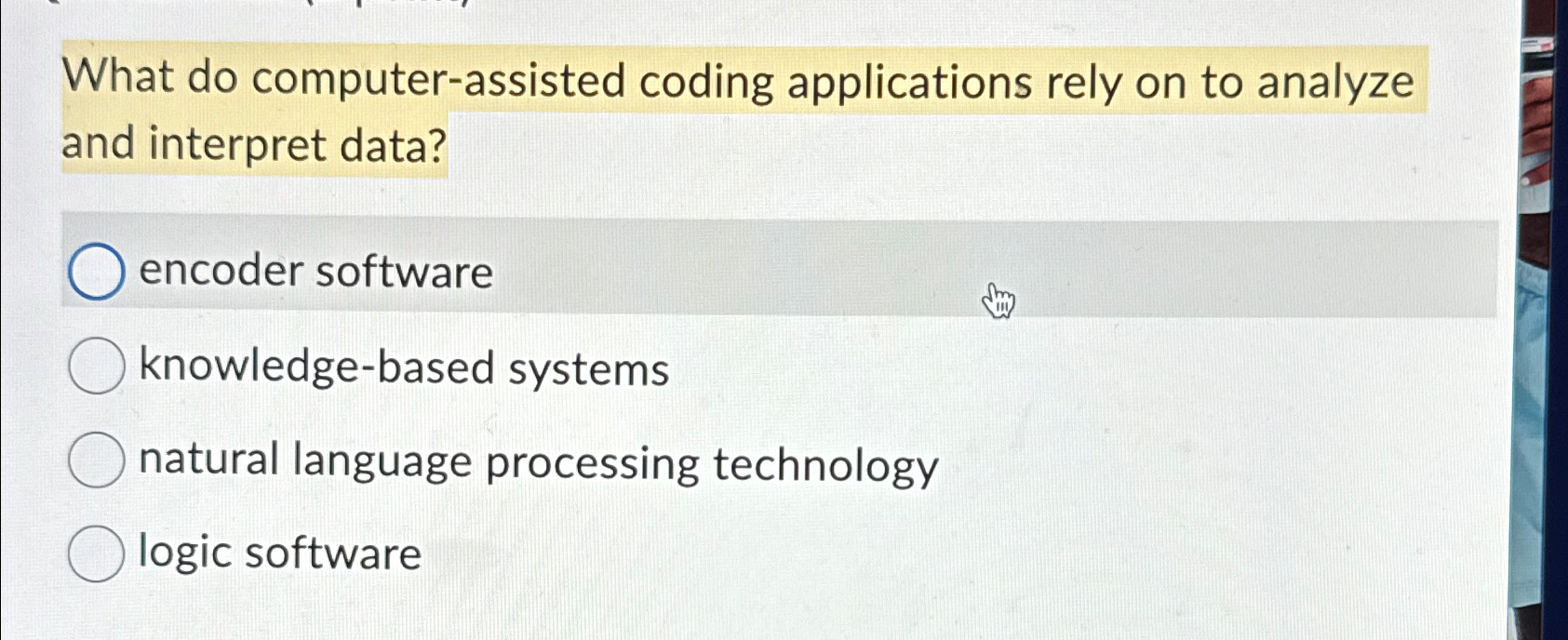 Solved What do computer-assisted coding applications rely on | Chegg.com