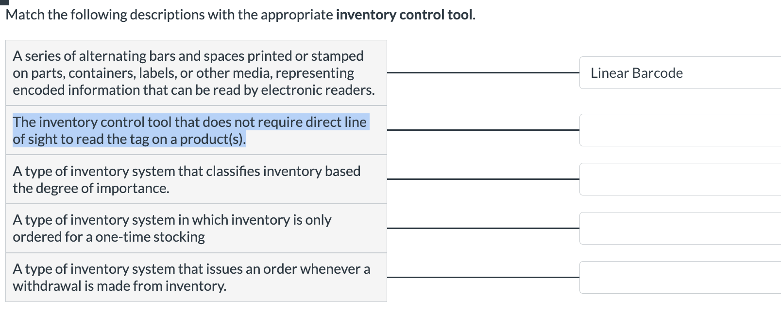 Solved A type of inventory system that issues an order | Chegg.com