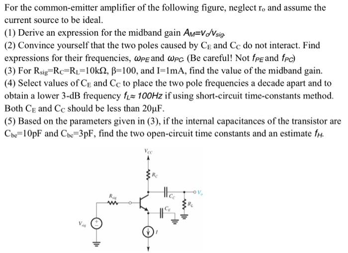 Solved For The Common-emitter Amplifier Of The Following | Chegg.com