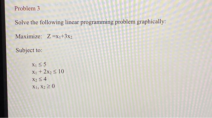 Solved Solve The Following Linear Programming Problem | Chegg.com