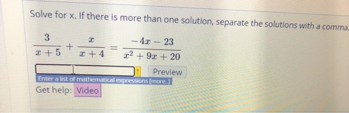 Solved Solve for x. If there is more than one solution, | Chegg.com