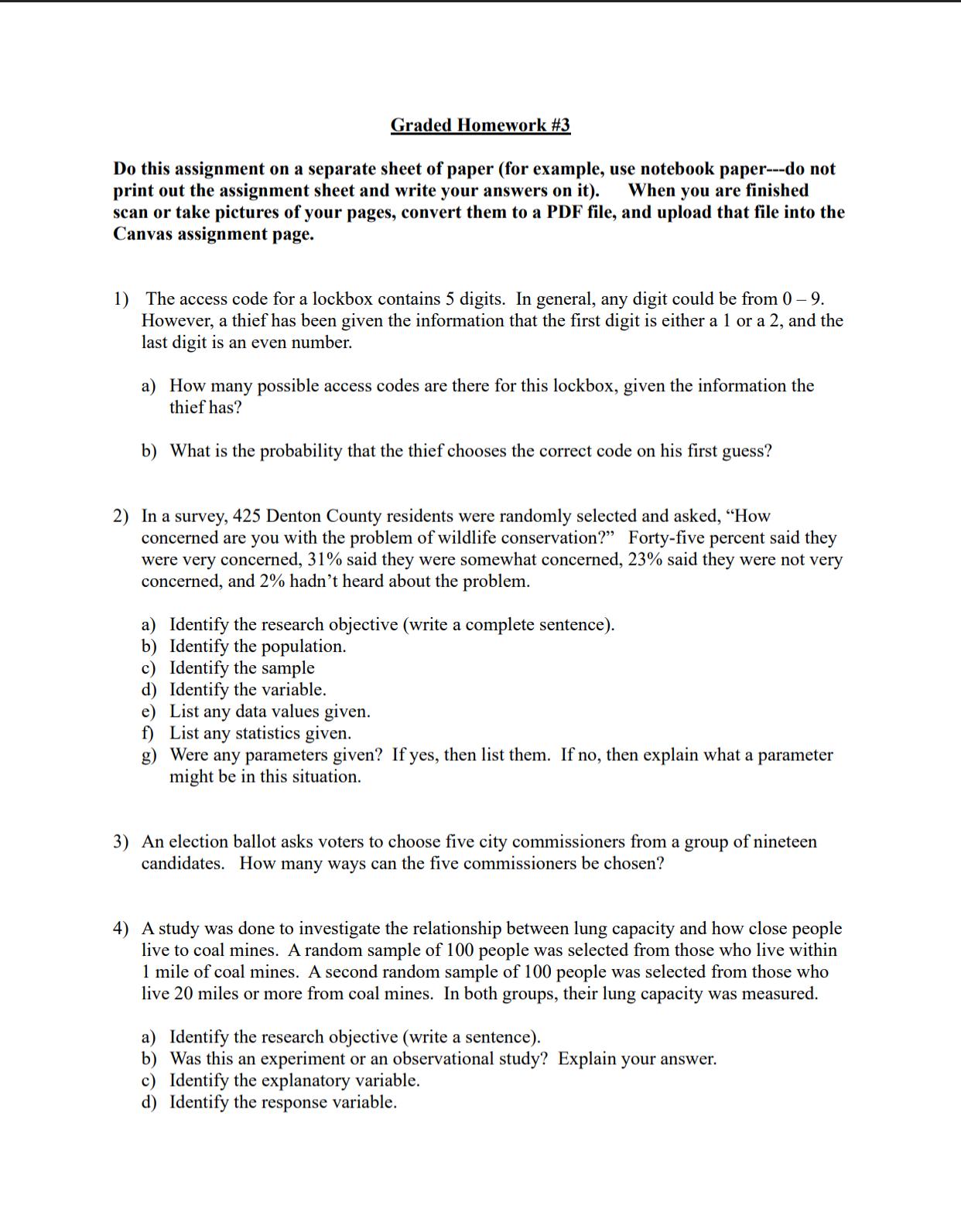 Solved Graded Homework #3Do this assignment on a separate | Chegg.com