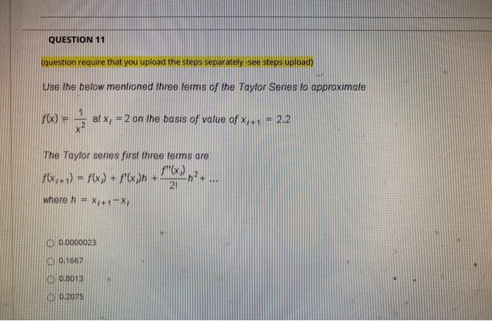 Solved QUESTION 11 (question require that you upload the | Chegg.com