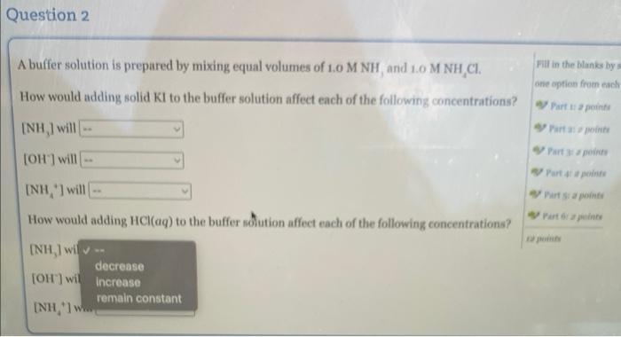 Solved A buffer solution is prepared by mixing equal volumes | Chegg.com