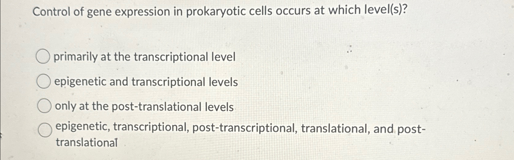 Solved Control of gene expression in prokaryotic cells | Chegg.com