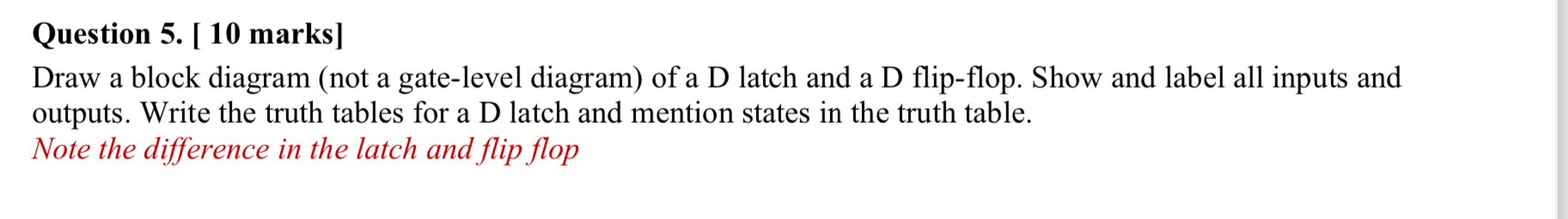 Solved Question 5. [ 10 ﻿marks]Draw a block diagram (not a | Chegg.com