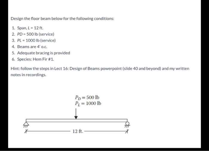 Design The Floor Beam Below For The Following Cond Chegg Com