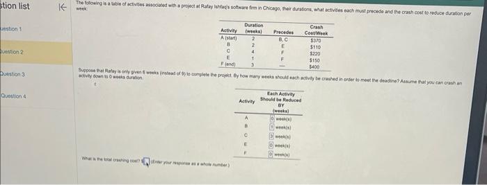 Solved activy down th 0 wesks dirkion f. | Chegg.com
