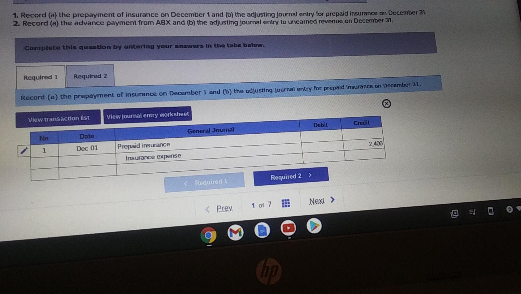 1. Record (a) The Prepayment Of Insurance On December | Chegg.com