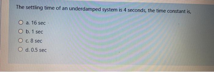 Solved The Settling Time Of An Underdamped System Is 4 6091