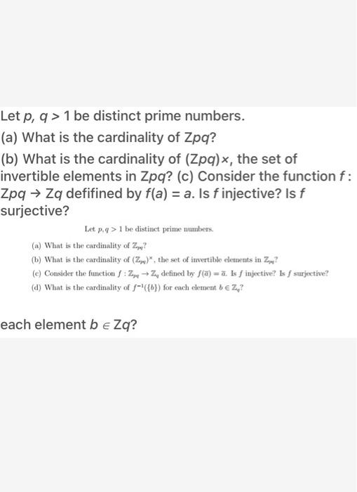 Solved Let P Q 1 Be Distinct Prime Numbers A What Is