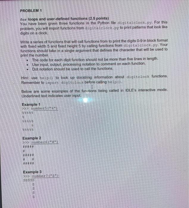 Solved PROBLEM 1 for loops and user-defined functions ( 2.5 | Chegg.com