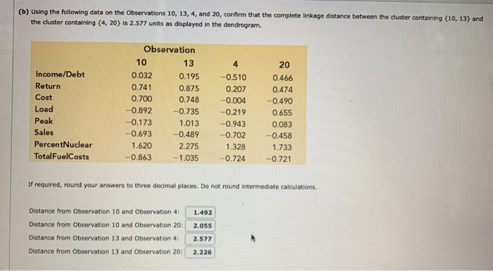 Solved (b) Using The Following Data On The Observations 10, | Chegg.com