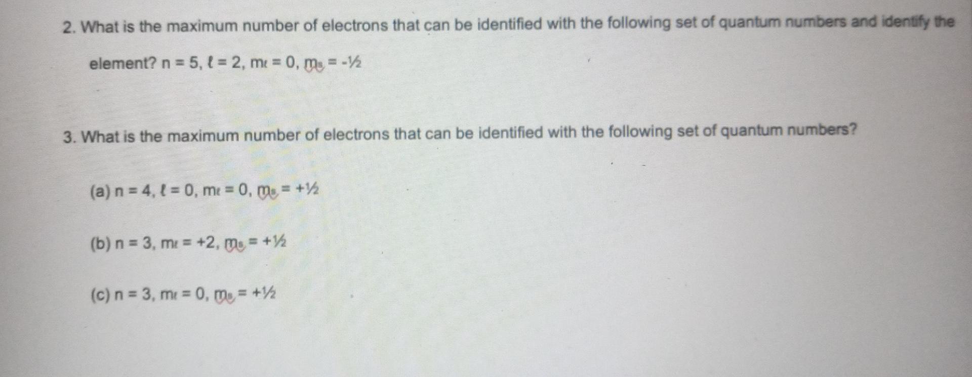 Solved 2 What Is The Maximum Number Of Electrons That Can Chegg Com   Image 