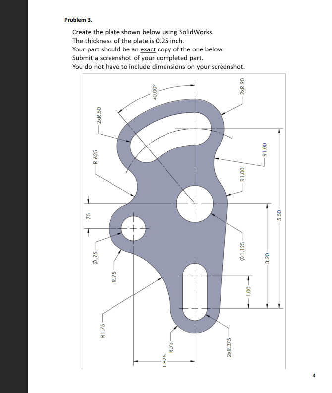 Solved Problem 3. ﻿Create the plate shown below using | Chegg.com