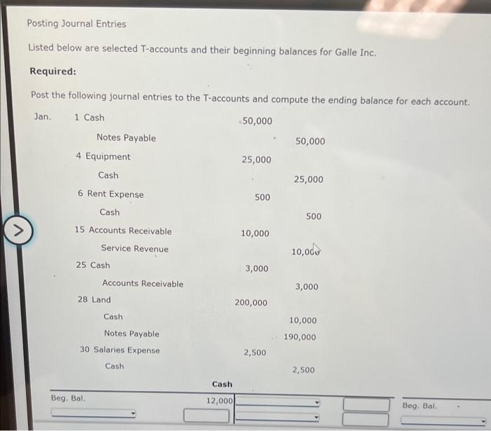 Solved Posting Journal Entries Listed below are selected