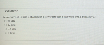 Solved QUESTION 1A sine wave of 15 ﻿kHz is changing at a | Chegg.com