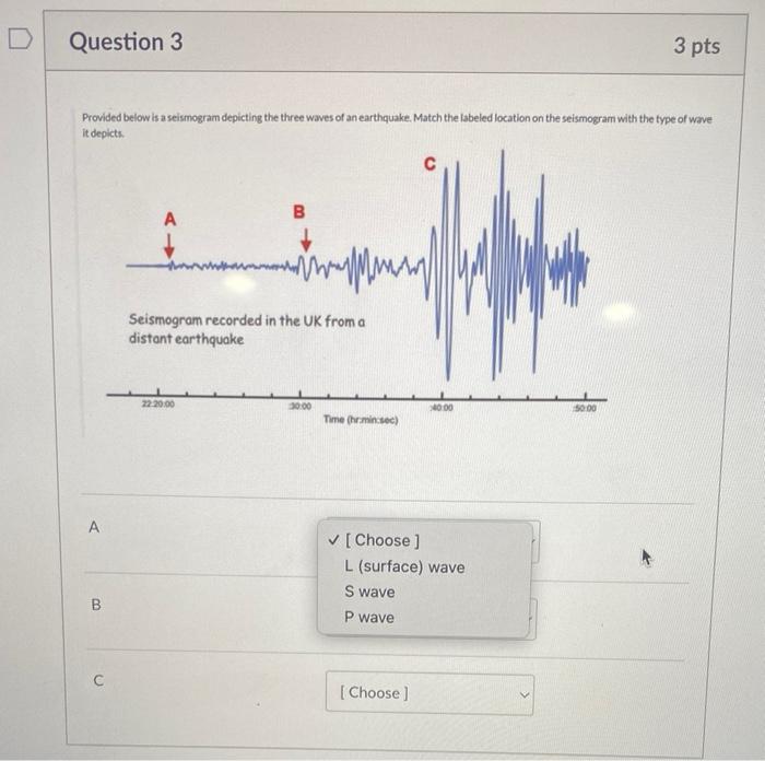 Solved Provided below is a seismogram depicting the three | Chegg.com
