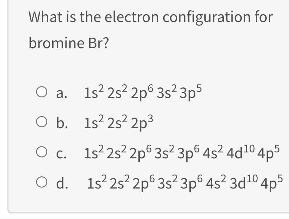 electron configuration of bromine