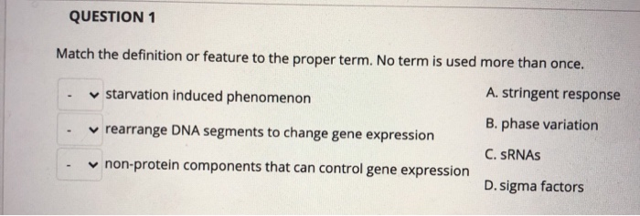 solved question 1 match the definition