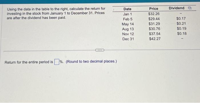 Solved Using the data in the table to the right, calculate | Chegg.com